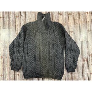 Fisherman Out Of Ireland Virgin Wool Turtleneck Knit 1/4 zip Sweater sz M grey